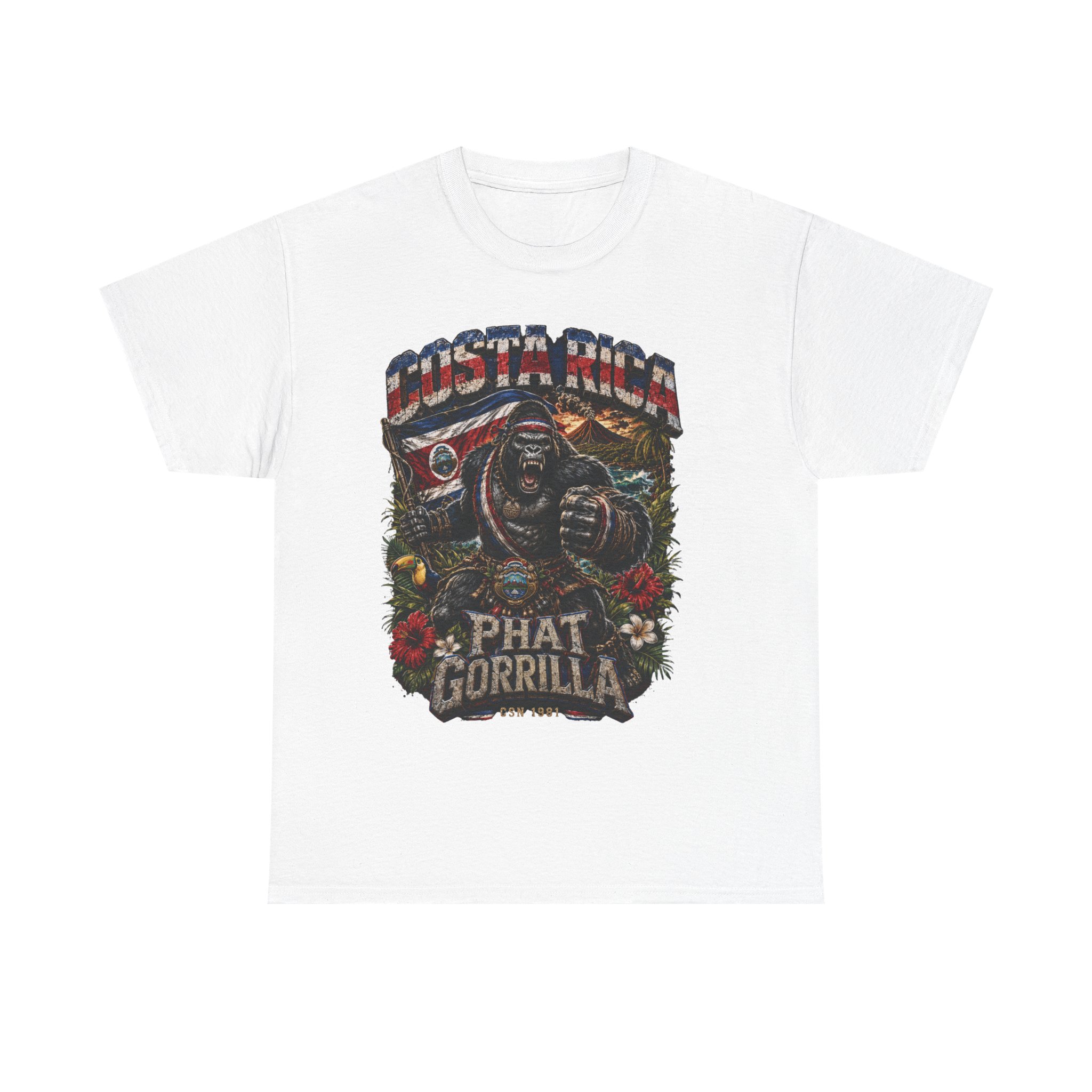 Costa Rica Phat Gorilla T-Shirt - Tropical Retro Ape Graphic Tee - Image 7