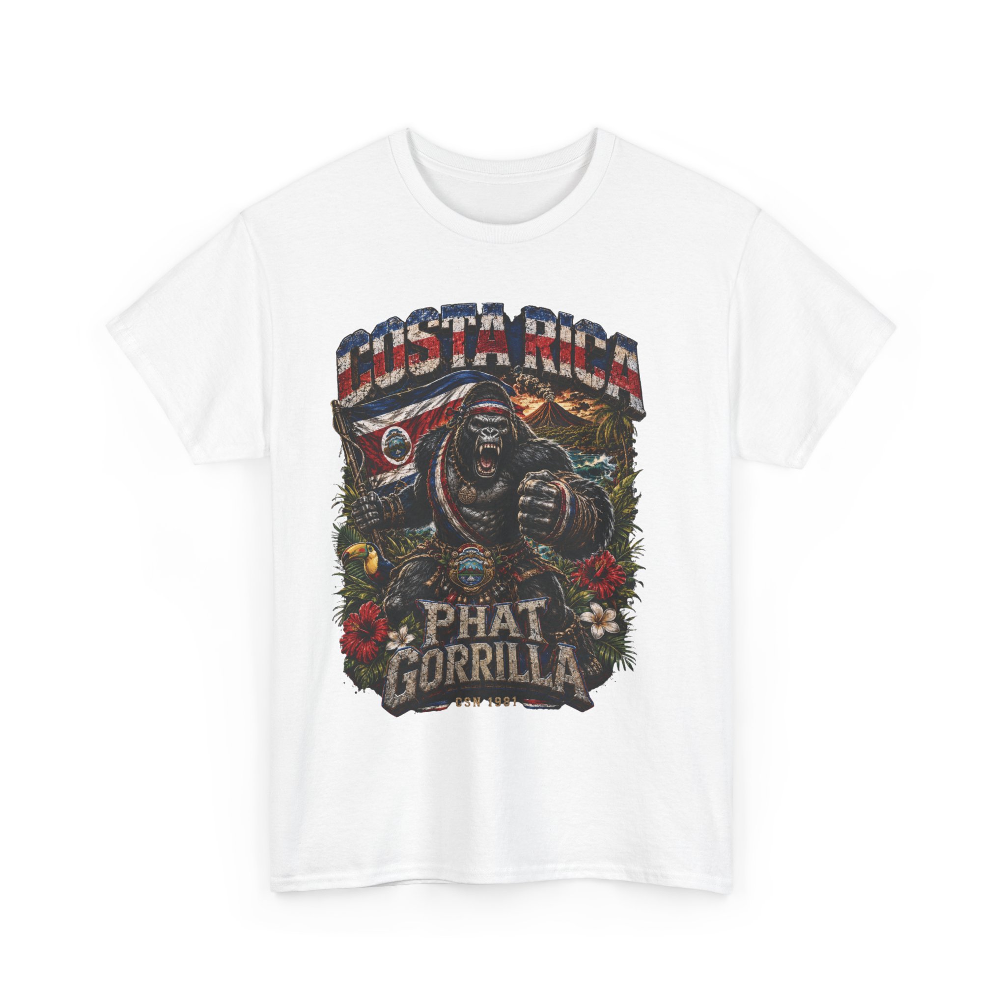 Costa Rica Phat Gorilla T-Shirt - Tropical Retro Ape Graphic Tee - Image 9