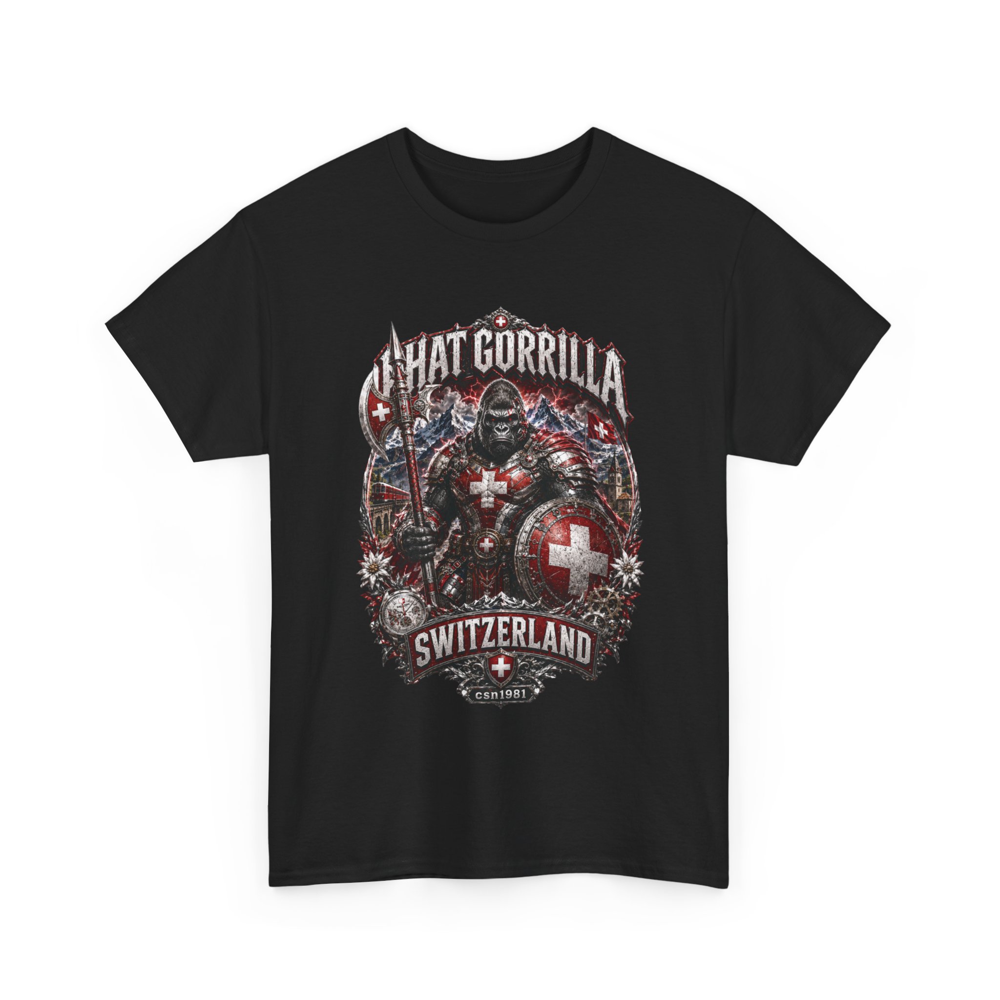 Switzerland Gorilla Crest T‑Shirt — Swiss Flag Warrior Graphic Tee - Image 3