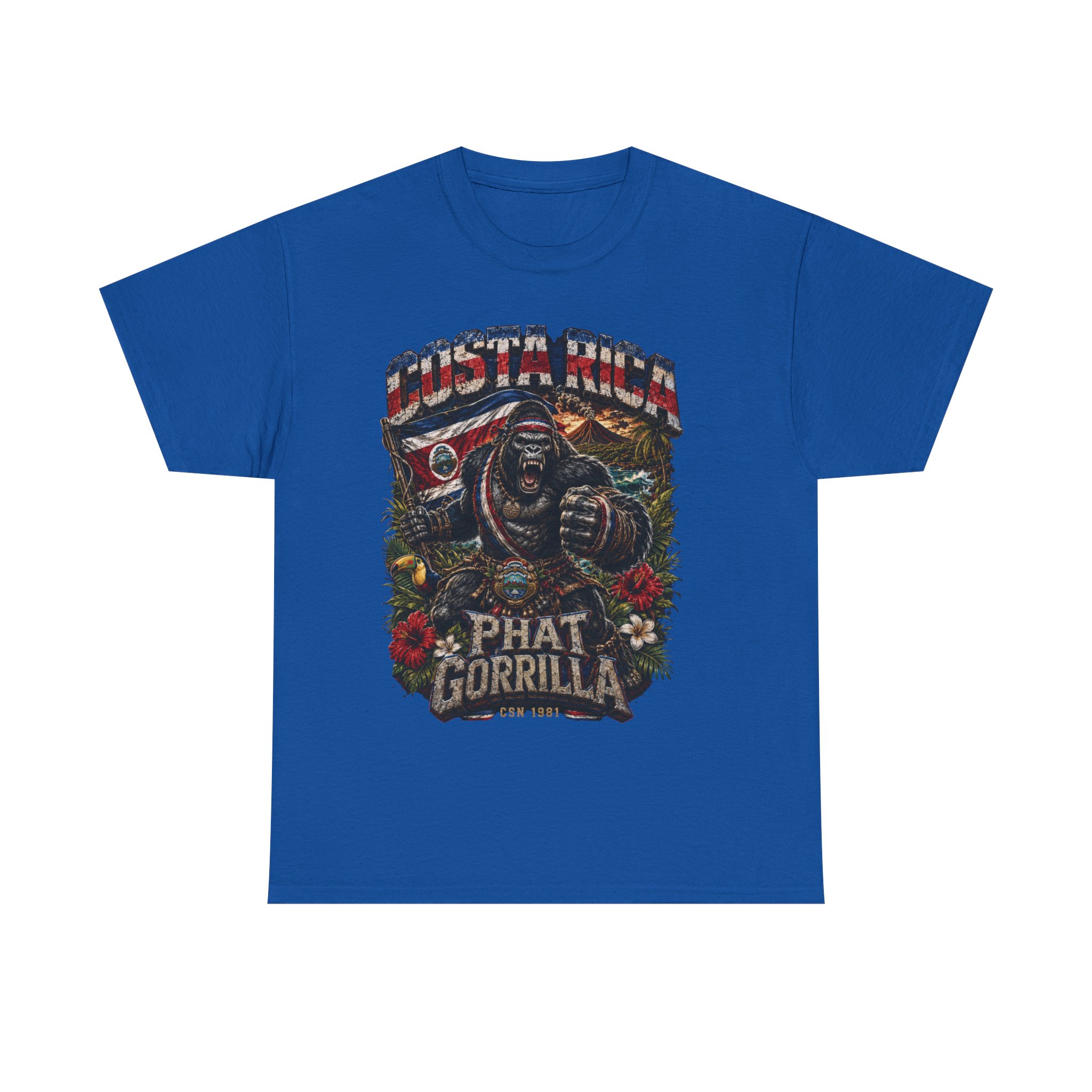 Costa Rica Phat Gorilla T-Shirt - Tropical Retro Ape Graphic Tee - Image 2